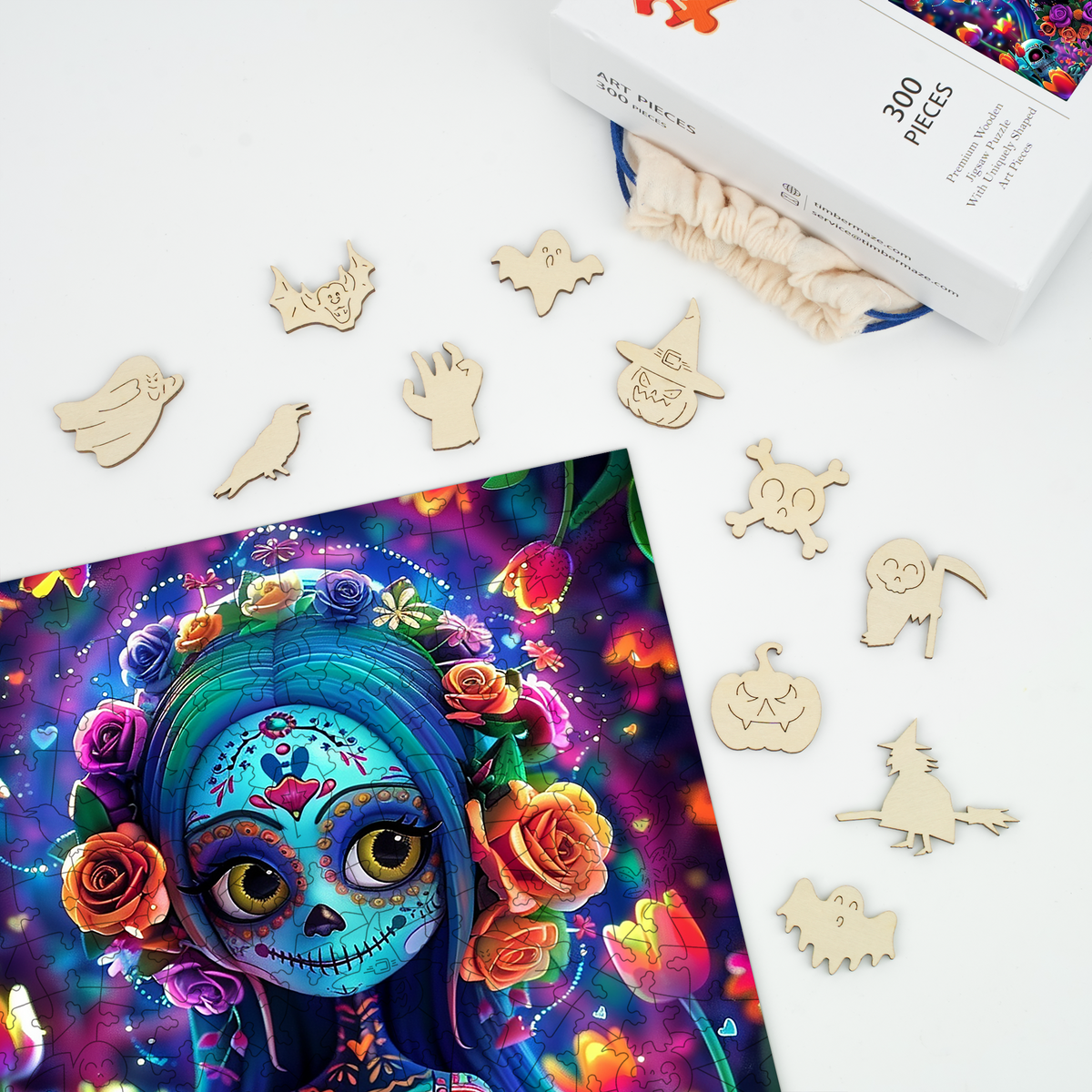 Sugar Skull Girl - Wooden Jigsaw Puzzle