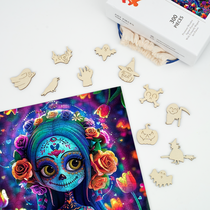 Sugar Skull Girl - Wooden Jigsaw Puzzle
