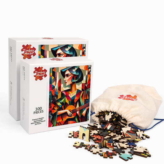 Cubist Guitarist - Wooden Jigsaw Puzzle