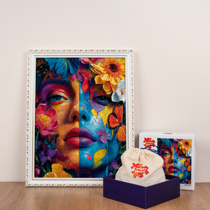Floral Fantasy Faces - Wooden Jigsaw Puzzle
