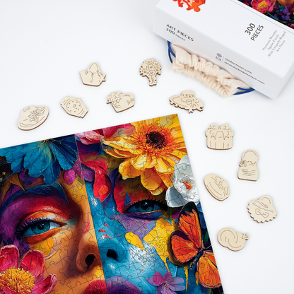 Floral Fantasy Faces - Wooden Jigsaw Puzzle
