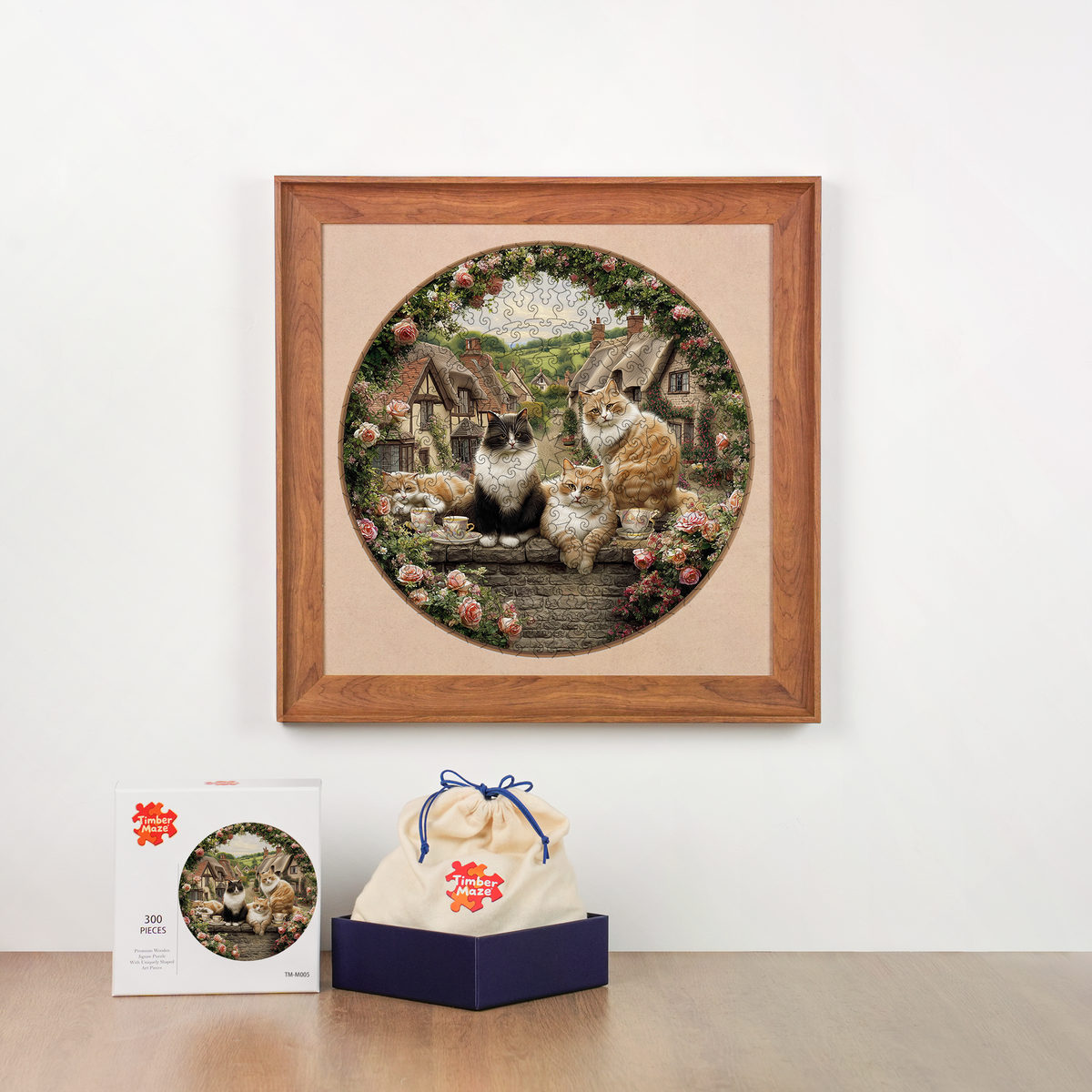 Cats & Tea Time - Wooden Jigsaw Puzzle
