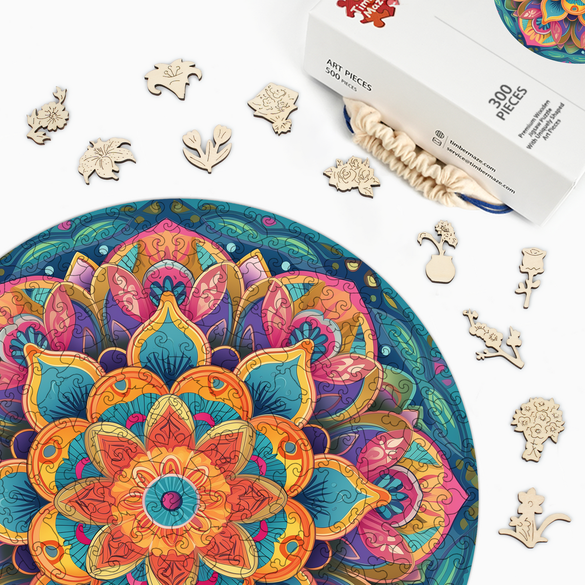 Mandala Bloom - Wooden Jigsaw Puzzle