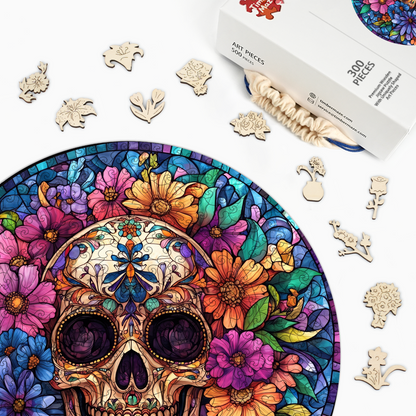 Floral Calavera - Wooden Jigsaw Puzzle