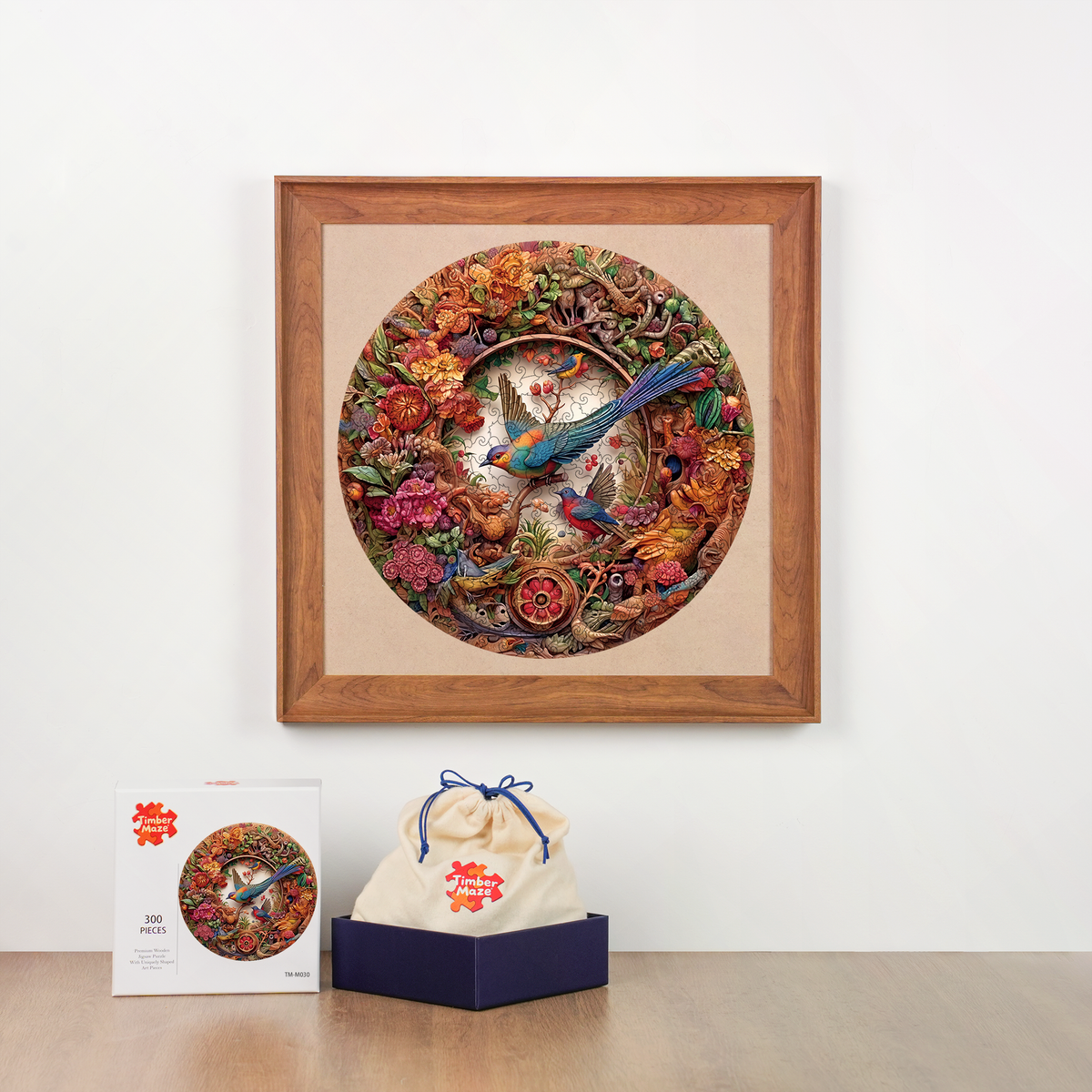Vintage Floral Aviary - Wooden Jigsaw Puzzle