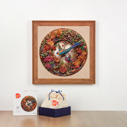Vintage Floral Aviary - Wooden Jigsaw Puzzle