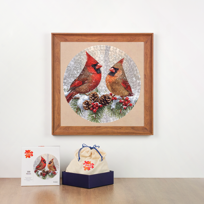 Winter Cardinals - Wooden Jigsaw Puzzle