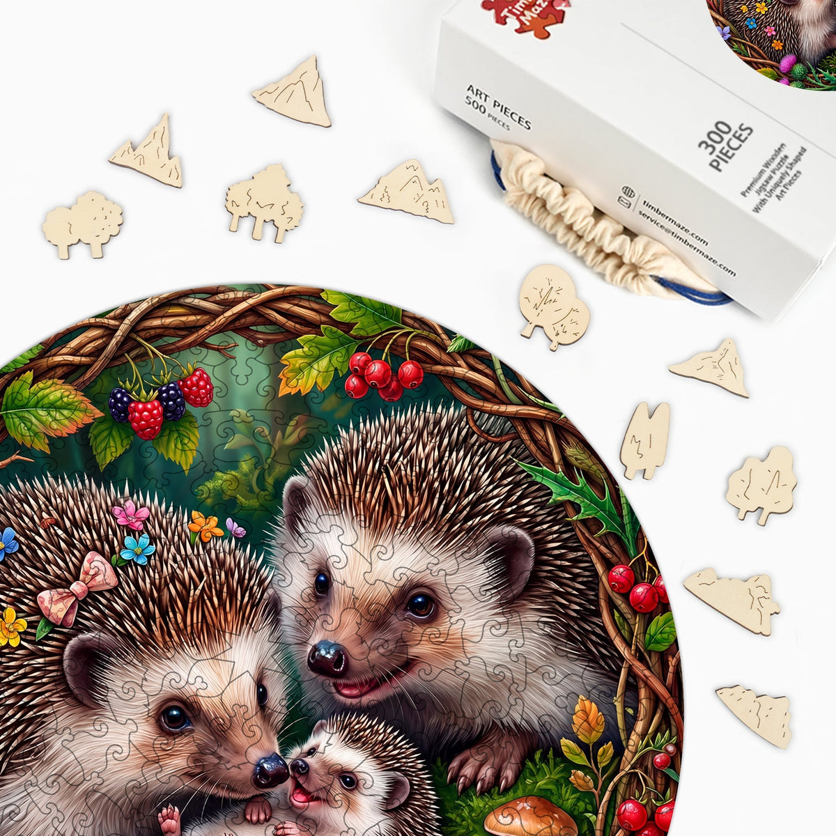 Hedgehog Family - Wooden Jigsaw Puzzle