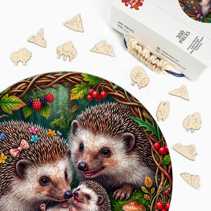 Hedgehog Family - Wooden Jigsaw Puzzle