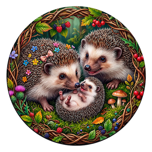 Hedgehog Family - Wooden Jigsaw Puzzle