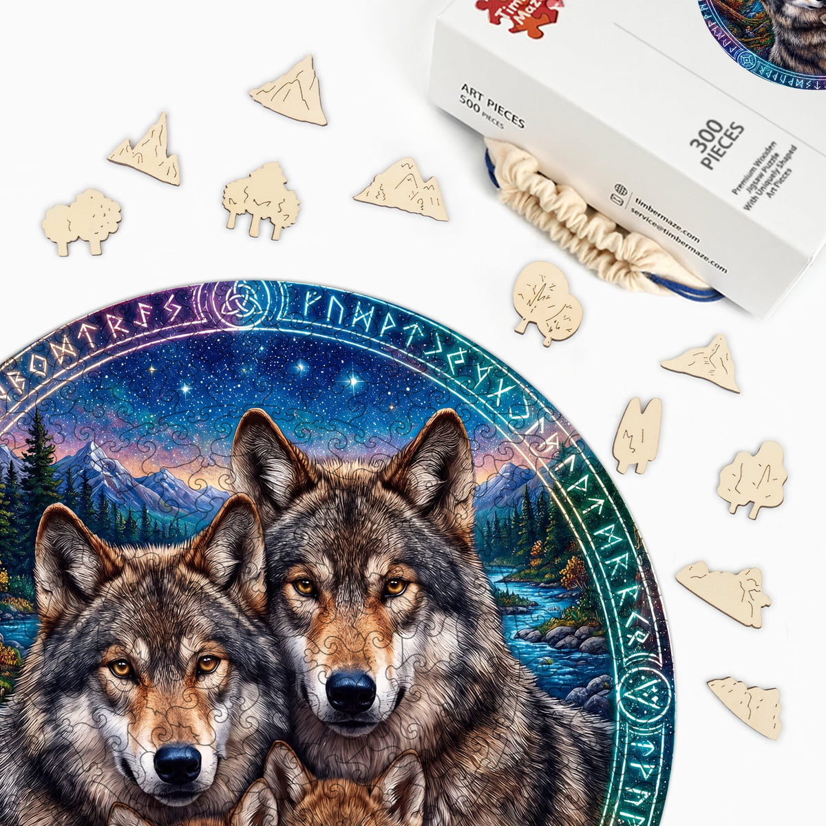 Wolf Pack Rune - Wooden Jigsaw Puzzle
