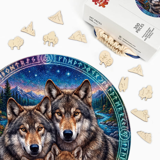 Wolf Pack Rune - Wooden Jigsaw Puzzle