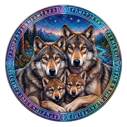 Wolf Pack Rune - Wooden Jigsaw Puzzle