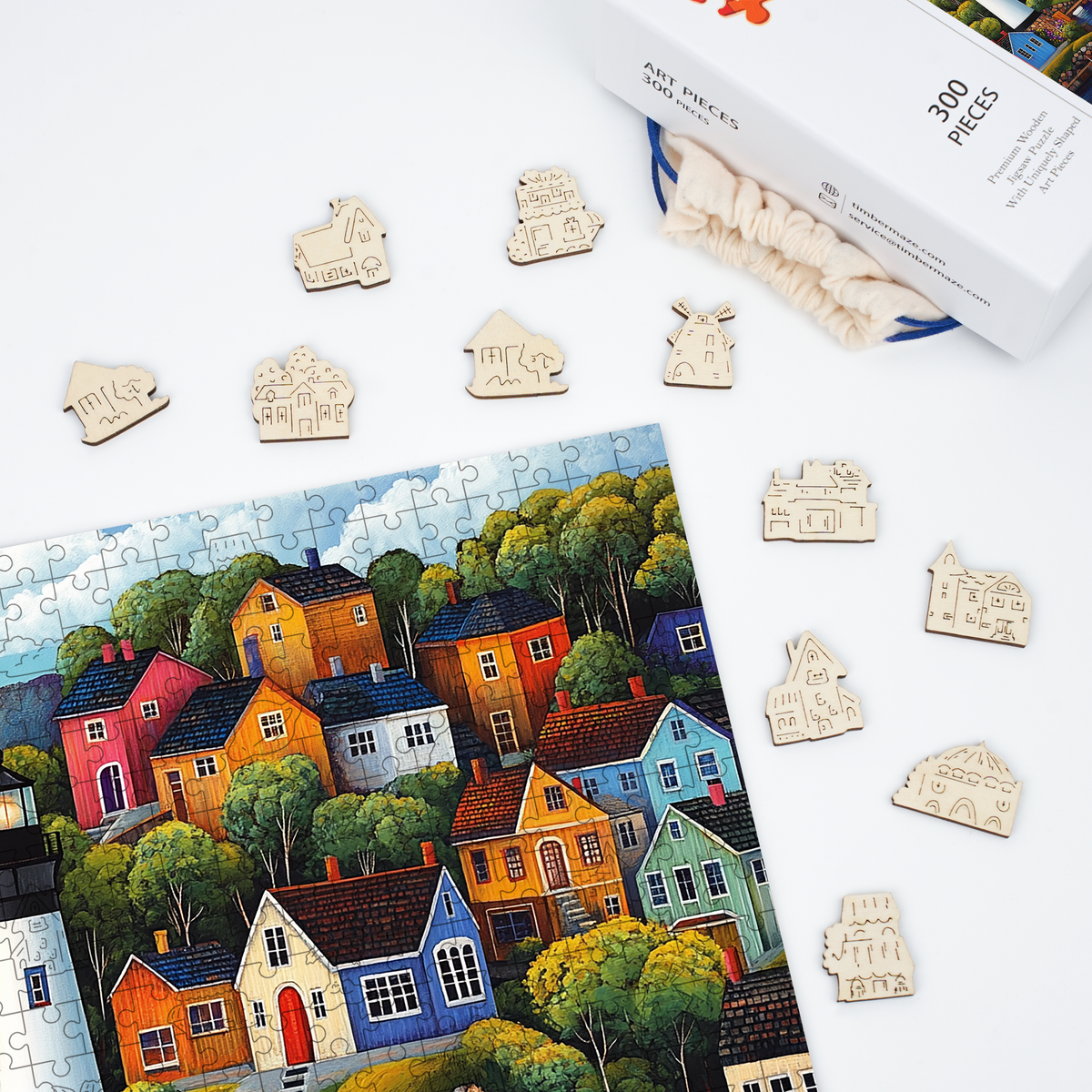 Colorful Village - Wooden Jigsaw Puzzle
