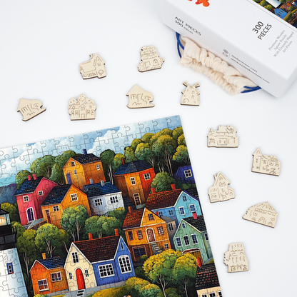 Colorful Village - Wooden Jigsaw Puzzle