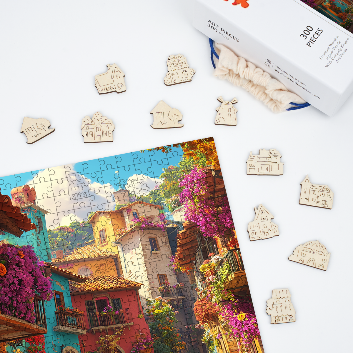 Fresh Flower Town - Wooden Jigsaw Puzzle