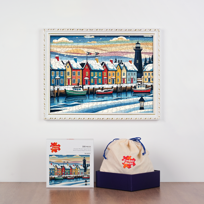 Winter Coastal Village - Wooden Jigsaw Puzzle