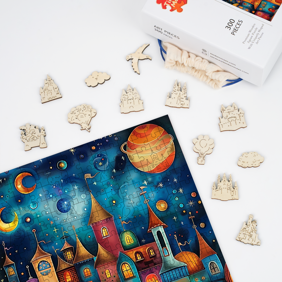 Fairy Tale Nightscape - Wooden Jigsaw Puzzle