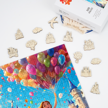 Balloon Castle Dream - Wooden Jigsaw Puzzle