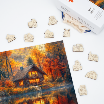 Autumn Cabin - Wooden Jigsaw Puzzle