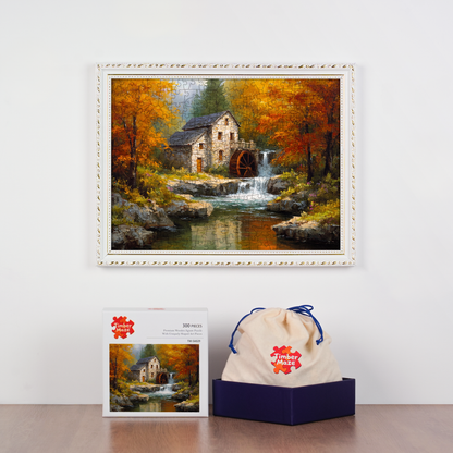 Autumn Mill by the River - Wooden Jigsaw Puzzle