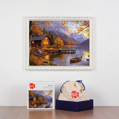 Cabin by Lake - Wooden Jigsaw Puzzle