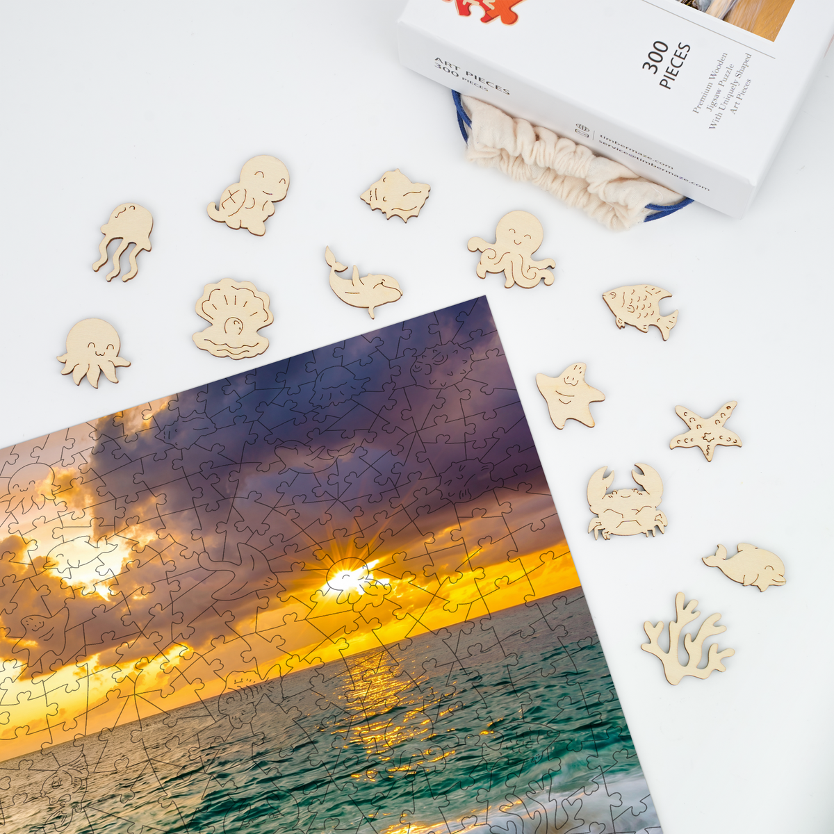 colorful beach - Wooden Jigsaw Puzzle