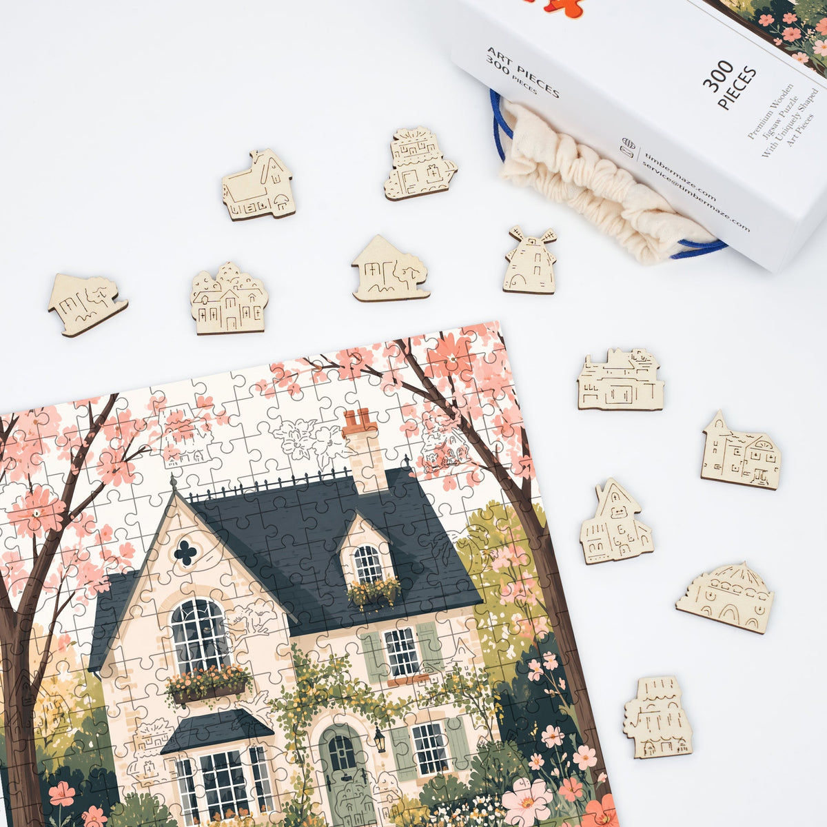 Spring Cottage - Wooden Jigsaw Puzzle