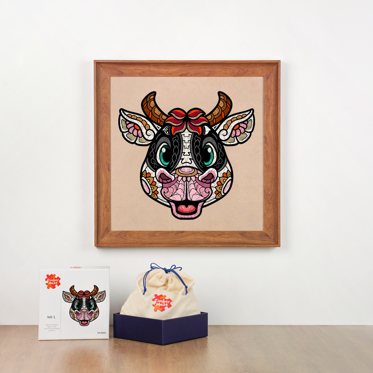 Bull Head Mandala - Wooden Jigsaw Puzzle