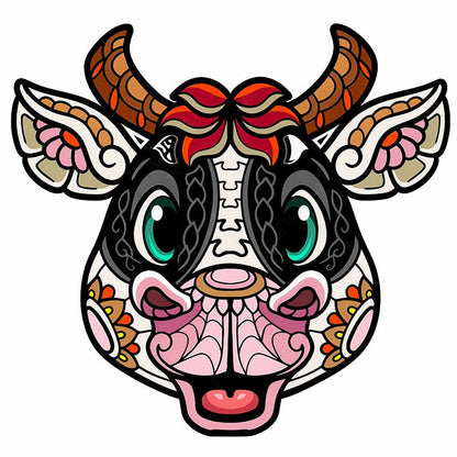 Bull Head Mandala - Wooden Jigsaw Puzzle