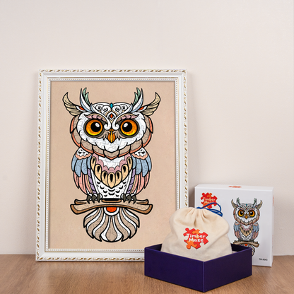 Feathered Owl Totem - Wooden Jigsaw Puzzle