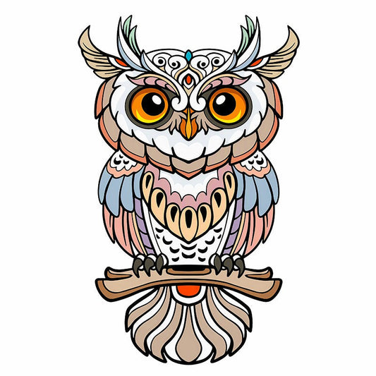 Feathered Owl Totem - Wooden Jigsaw Puzzle