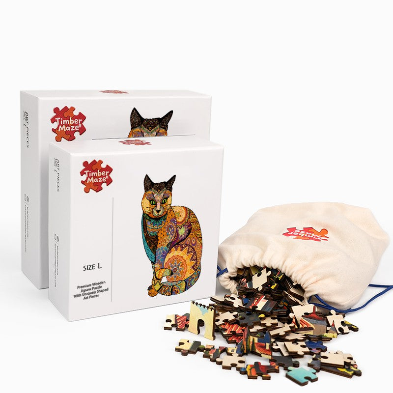 Mandala Cat - Wooden Jigsaw Puzzle
