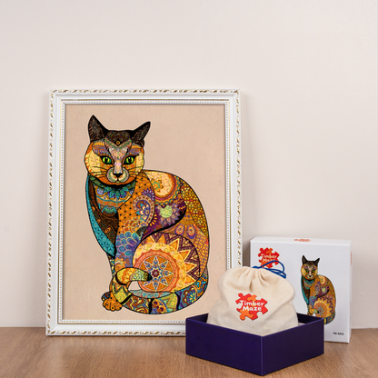 Mandala Cat - Wooden Jigsaw Puzzle