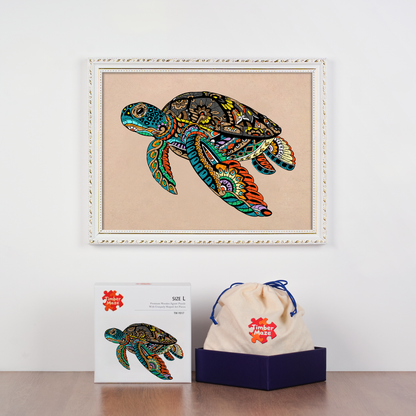 Ocean Turtle Mandala - Wooden Jigsaw Puzzle