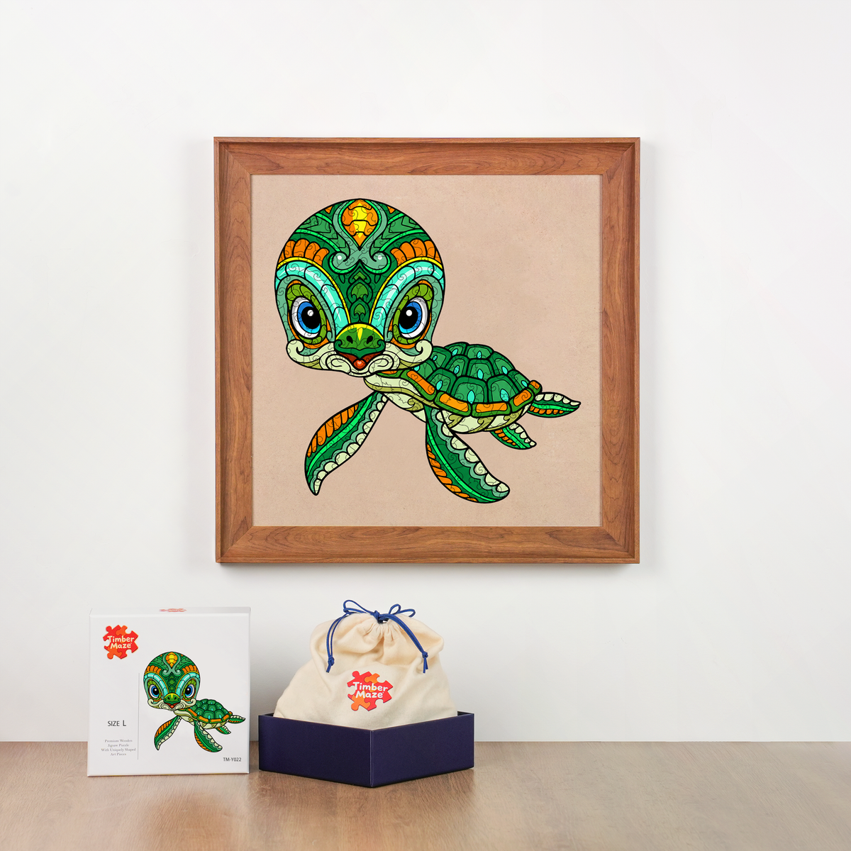 Sea Turtle Totem - Wooden Jigsaw Puzzle