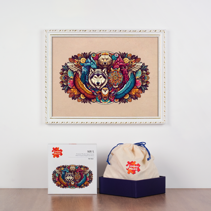 Spirit Animal Mandala - Wooden Jigsaw Puzzle