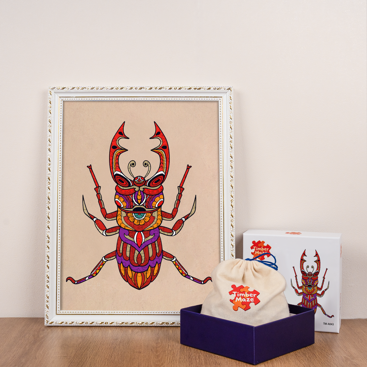 Tribal Stag Beetle - Wooden Jigsaw Puzzle