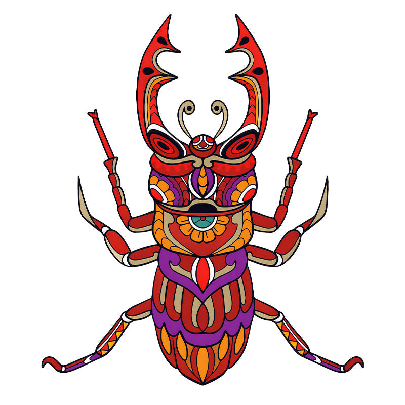 Tribal Stag Beetle - Wooden Jigsaw Puzzle
