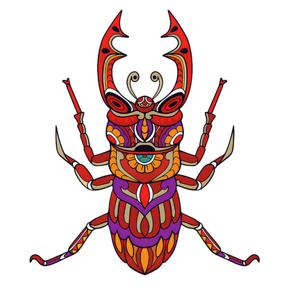 Tribal Stag Beetle - Wooden Jigsaw Puzzle