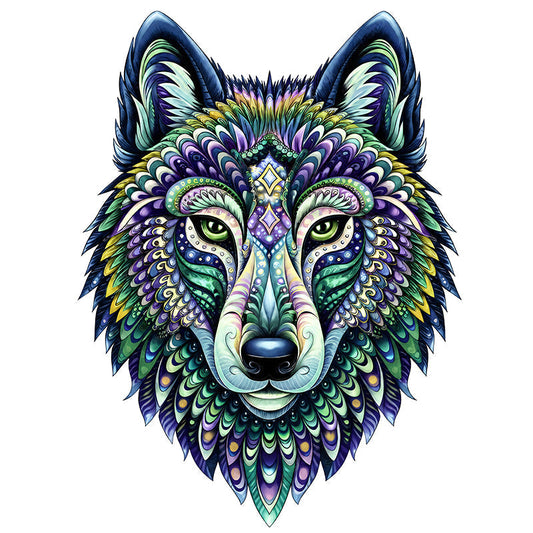 Kaleidoscope Wolf - Wooden Jigsaw Puzzle
