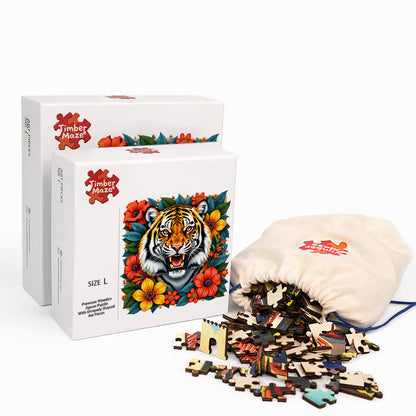 Tiger in Bloom - Wooden Jigsaw Puzzle
