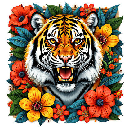 Tiger in Bloom - Wooden Jigsaw Puzzle